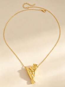 1pc New Versatile Design Bouquet Necklace, Can Be Worn With Flowers, Exquisite Highly Attractive Creative Fashion Niche Unique Design, Jewelry Women's Accessory, Suitable For Daily Wear (Necklace Only, No Flowers) - Yellow Gold - View 3