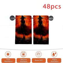 2/4/48pcs Halloween Series Blood Moon Witch Pattern Printed Kitchen Towels - Ultra Soft, Highly Absorbent Polyester Dish & Hand Towels, Perfect For Holiday Decor, Kitchen Decor, Party Decor - Multicolor - View 13