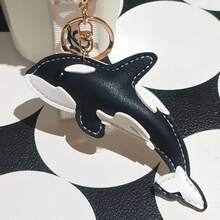 Summer Popular Cartoon Cute PU Leather Marine Creature Shark Keychain Car Clothing Indoor Handbag Backpack Decoration Pendant Friend Brother Birthday Gift - A - View 6