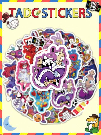 6sheets/80pcs TADC Stickers, Pom-Ni, Jax, Ragatha, Caine, Zooble, Gangle, Kinger Stickers, Amazing Digital Stickers, Phone Case Stickers, Planner DIY Decorative Stickers, Water Bottle Decorative Stickers, Matte Stickers, Gift Bag Stickers, Birthday Party Decorative Stickers