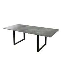 Mesa de comedor extensible con 3 longitudes, 140/180/220*80 cm, apta para 6-10 personas, forma rectangular, patas de metal, estilo sencillo, mesa para comedor, cocina, gris - Gris - Ver 7