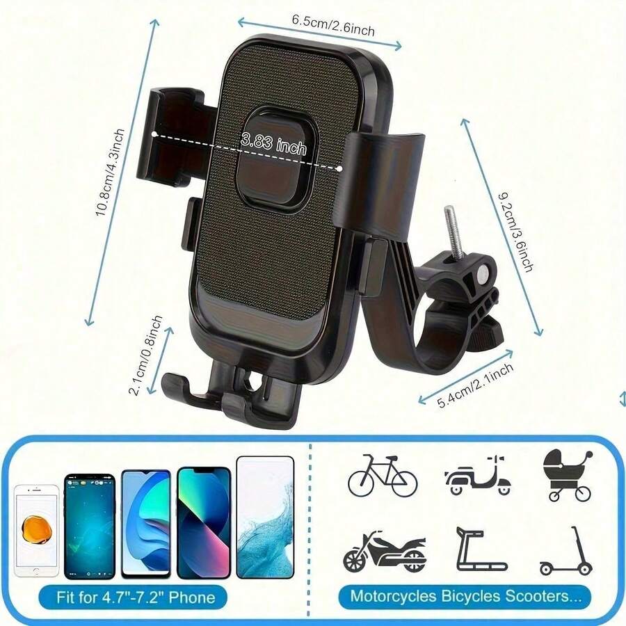 1-Second Lock Anti-Vibration Phone Holder, 360° Adjustable, Tool-Free Quick Install, 1-Second Release, Handlebar/Mirror Mount Options, Universal Navigation Mount For Electric Scooter/Motorcycle/Bicycle/Skateboard