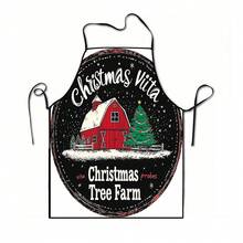 1pc Christmas Santa, Christmas Bell, Christmas Snowflake, Christmas Reindeer, Christmas Tree, Christmas Snowman, Christmas Penguin, Christmas Cartoon Animal Pattern Chef Apron, Apron, Suitable For Home Decor And Kitchen Use. Made Of 100% Polyester Material, Designed As Sleeveless Style, Perfect For Home Kitchen, Outdoor BBQ Cooking. This Printed Apron Is Unisex, Machine Washable And Reusable, An Essential Kitchen Item - Multicolor - View 13