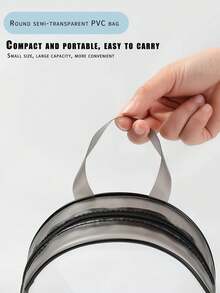 1pc PVC Transparent Makeup Bag, Round Handbag, Multifunctional Waterproof Toiletry Bag, Essential Bathroom Storage Bag For Travel - View 4