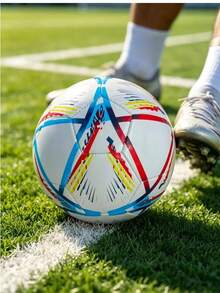 1pc Size 5 Soccer Ball, Vibrant Colorful Design, PVC Machine Stitched Panels, Suitable For Adults, Youth, Students Beginner Training, All-Field Use, Soccer Accessories, Dynamic Sports Design, - Multicolor - View 7