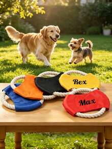 1pc Customized Pet Name Rope Flying Disc, Dog Outdoor Throwing Interactive Toy, Thickened Oxford Fabric Bite-Resistant And Pull-Resistant, Suitable For Small, Medium And Large Dogs, Pet Birthday Gift, Great Gift For Pet Owners - Multicolor - View 7