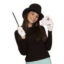 3pcs Magician Costume Accessories Set, Top Hat, White Gloves And Magic Wand, Suitable For Magic Performance, Role Play, Carnival Party, Halloween - Multicolor - View 3