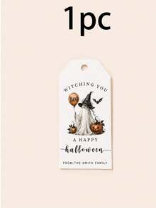 Custom Halloween Gift Tag, Spooky Personalized Greeting Card For Party Favor Bags And Gift Wrapping, Customized Witch Ghost Message Tag, Customizable Text Holiday Favor Label For Family, Friends, Trick Or Treat, Fall Party Gifts - Style a - View 14