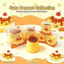 1pc-Cute Pudding Squishy Toy Soft Slow Rising Stress Relief Squeeze Fidget Toy - Yellow - Pudding Handmade Squishy Ball - View 2