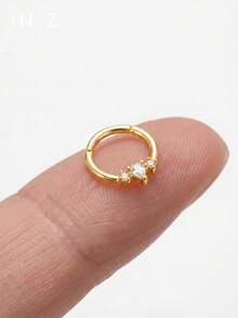 1pc 925 Sterling Silver 16G Pear-Shaped Zirconia Double Diamond Seamless Hoop Earring - Cartilage Hoop, Helix Hoop, Nose Ring, Septum Ring, Seamless Clicker Earring, Mini Earring, Tragus Hoop, Cartilage Hoop, Helix Piercing Ring, Silver Seamless Cartilage Earring, Suitable For Men And Women Daily Wear - Pear-shaped Double Diamond - View 2