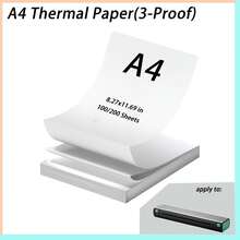 100/200 Sheets A4 Thermal Printer Paper,A4 Thermal Paper,210*297 Mm,Compatible With Most Thermal Portable Printer,Continual Feeding Folded Printing Paper,For School Or Work, Printing Files,Picture - A4 - View 1