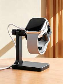 2pcs Adjustable Smart Watch Charging Stand, Universal Rotating Watch Charger Base, Smart Watch Desktop Storage Rack, Black & White 2 Colors Available - Multicolor - View 4