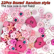 12/22/35/48/55/68/75/88/96Pcs Pink Resin Buttons In Box, Heart Rabbit Starfish Flower Assorted Shapes, Suitable For Cream Glue DIY, Hair Accessories, Clothing Fabric, Keychain Handmade Decoration Accessories, Random Styles - Multicolor - View 17