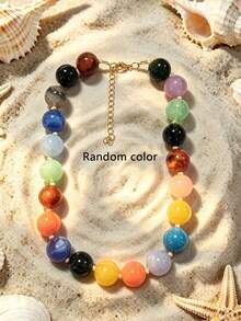 1pc Bohemian Style Round Geometric Resin Cloud Effect Beaded Rope Knotted Handmade Necklace, Suitable For Gifts And Daily Wear - Cloud Bead Knot Necklace - View 35