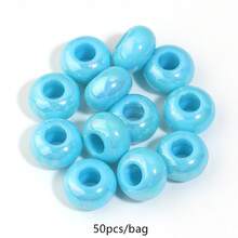 50pcs/Pack Acrylic Colorful Large Hole Wheel Beads 8*14mm Cute Macaron Solid Color Flat Beads DIY Phone Chain Keychain Home Curtain Decoration Loose Beads - Large Hole Wheel Beads - View 15