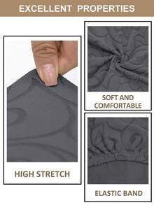 2pcs/Set (Back Cover + Seat Cover) Solid Color Jacquard Split Office Chair Cover, Modern Style Elastic Polyester Split Office Chair Cover, Suitable For Office, Study, Home Use, All Seasons - Grey - View 3