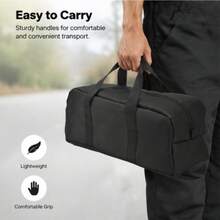 Black Rectangular Multi-Function Handheld Tool Bag, Thickened Waterproof Wear-Resistant Hardware Storage Tote, Portable Zipper Tool Pouch, Suitable For Electricians And Carpenters Daily Maintenance Operations - A - View 5