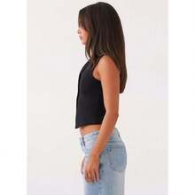 Summer New Knitted Simple Slim Sleeveless Solid Color Undershirt Undershirt Women - 黑色 - 查看 5