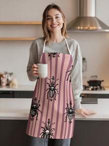 1pc/2pcs Vintage Halloween Green Gemstone Spider Apron, Dark Style Black Kitchen Apron, Faux Linen Printed Apron, Cooking Baking Grilling Apron, Gothic Style Holiday Party Home Decor Apron - Multicolor - View 8