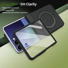 VIETAO Dudukan Ponsel Portabel Berputar 360 Derajat Tak Terlihat dengan Pengisian Daya Nirkabel, Casing Pelindung Ponsel yang Kompatibel dengan Galaxy Z Flip 8 7 6 Flip8, Pelindung Layar Kaca Tempered, Penutup Ponsel Lipat. - Hitam - View 6