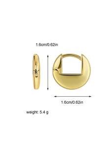 Charm-In أقراط هجي دائرية مصقولة بسيطة للنساء، أقراط حلقية هندسية مطلية بالنحاس والذهب عيار 18 قيراط، إكسسوارات أذن أساسية متعددة الاستخدامات للملابس الكاجوال - الذهبي - مشاهدة 4