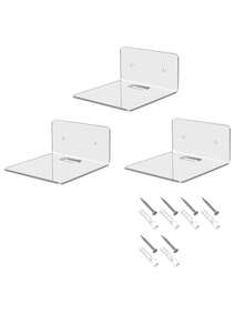 1/2/3/4pcs Small Acrylic Wall Hanging Shelf, Wall Mounted Plant Display Rack, Bedroom Adhesive Storage Shelf, Photo & Toy Transparent Display Stand, Clear Acrylic Floating Wall Shelf, Mini Transparent Display Rack, Small Floating Storage Shelf - Multicolor - View 12