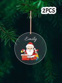 LICVIC Custom Name Christmas Ornament, Festive Deer Santa Tree Hanging Decor, Personalized Xmas Tree Pendant, Customized Wall Hanging Keepsake, Customizable Holiday Home Decor, Christmas Party Gift, New Year Gift, Christmas Gift, Gifts For Family And Friend - Style a - View 9