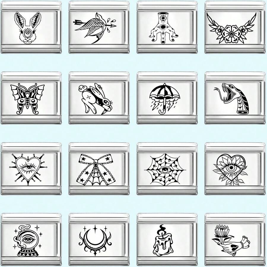 1pc DIY Engraved Italian Modular Bracelet With Eye, Animal, Moon ...