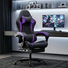 Ergonomic Gaming Chair With Lumbar Support And Headrest, Height-Adjustable Gamer Chair, PC Chair For Adults, Girls And Boys - 紫色 - 查看 4