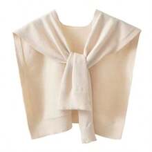 1PC Thin Spring, Summer And Autumn Fashion Air-Conditioned Room Warm Knitted Shawl, High-End Solid Color Knitted Scarf, Sun Protection Shawl, Soft Skin-Friendly Loose Long Sleeve Multi-Function Women's Shoulder Wrap, Suitable For Daily Wear And Matching School - Black - View 9