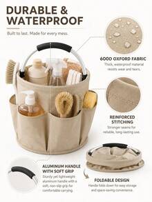Foldable 6-Compartment Storage Basket With Handle - Oxford Cloth Storage Bag - Portable Multi-Functional Bag, Suitable For Bathroom, Shower, Gardening, Home, Picnic, Shopping, Tool Storage, Beach, Camping, Outdoor And Travel - Tool Storage Bag - View 6