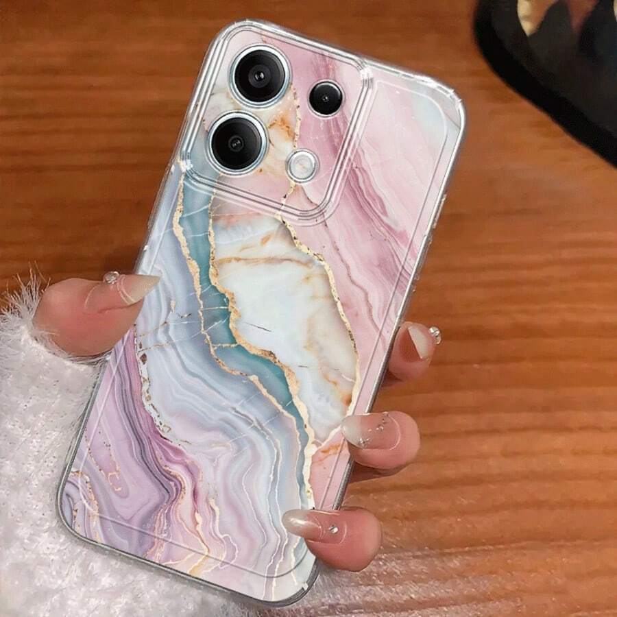 1 pieza Funda de teléfono minimalista con patrón de mármol de concha, alta transparencia, anti-caída, anti-rayones, anti-huellas, carcasa suave de TPU transparente, protección de lente de cámara, compatible con Apple, Nothing, Pixel, funda protectora - Multicolor - Ver 1