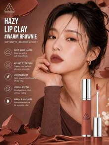 3CE HAZY LIP CLAY#WARM BROWNIE 4g，質地滑順不乾燥，顯色度高可疊加，適合黃色與白色膚色 - #WARM BROWNIE - 查看 3