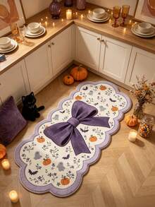 1 pieza Alfombra decorativa minimalista con lazo morado, decoración de dormitorio, alfombra pequeña, alfombra, decoración del hogar, alfombra de sala de estar, alfombra pequeña de sala de estar, alfombra de dormitorio, decoración del hogar de sala de estar, alfombra de exterior, alfombra lavable, regalo de graduación - Lazo morado - Ver 2