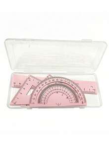 Multifunctional Geometric Ruler Set, Protractor, Triangle Ruler, Straight Ruler, Manual Measurement And Drawing Tools With Storage Box, 4 Colors Available: Pink, Mint Green, Light Blue, Taro Purple, For School, Woodworking, DIY, Teacher Gifts, Back To School Season - Multicolor - View 16