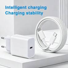 1 Set PD 20W Fast Charging EU Charger Kit, Compatible With IPhone 17/16/15/Pro/Pro Max, Type-C Wall Charger With Type C To USB C Fast Charging Cable, Portable USB-C Adapter Suitable For Samsung Galaxy S26-S20 - EU C Type Plug(220-240V) - View 3