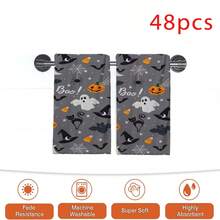 2/4/48pcs Halloween Series Grey Background Halloween Element Pattern Printed Kitchen Towels - Super Soft, Highly Absorbent Polyester Tablecloths And Hand Towels, Perfect For Holiday Decor, Kitchen Decor, Party Decor. - Multicolor - View 13