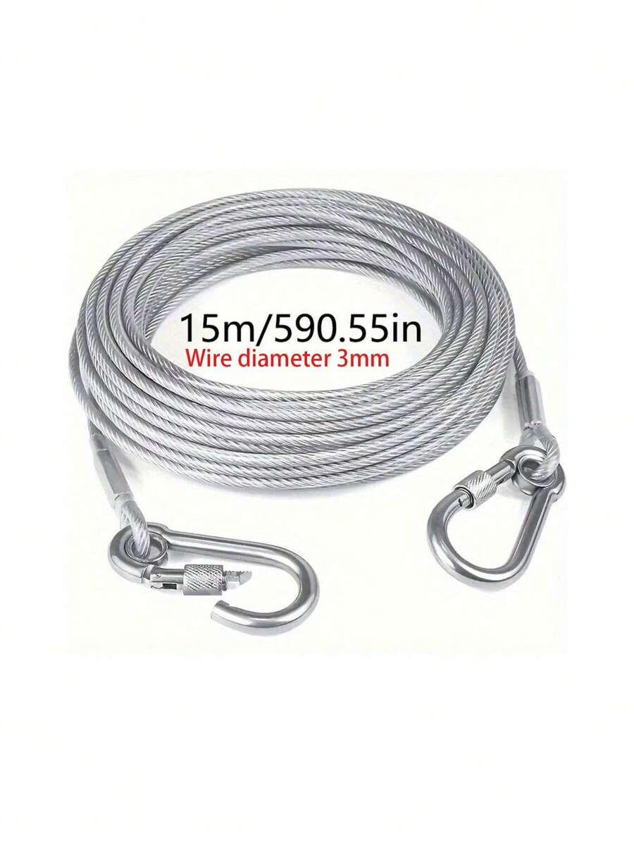 1pc Plastic Coated Galvanized Steel Wire Clothesline (Steel Wire Diameter 0.2/0.3cm), A Portable Multi-Functional Steel Wire Rope. Suitable For Indoor/Outdoor Drying Clothes, Hanging Clothes And Drying Blankets. Ideal For Camping Accessories, Bathroom And Dormitory