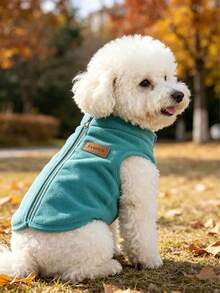 Chaleco de forro polar con cremallera para perro, adecuado para perros pequeños a medianos de menos de 10kg, abrigo de invierno suave y a prueba de viento para perro, chaqueta sin mangas fácil de poner y quitar para cachorro, conjunto de suéter cómodo y cálido para mascota, adecuado para Teddy, Bichón, Bulldog Francés - Multicolor - Ver 27