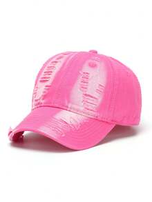 1pc Gradient Distressed Washed Baseball Cap, Fashion Vintage Ripped Edge Brim Soft Top Cap, Suitable For Daily Wear - Baseball Cap - View 10