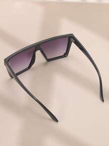 1pc Square Big Frame Rivet Side Mirrored Fashion Glasses, Unisex Fashion Eyewear Suitable For Street, Beach, Party, Travel, Gift For Ladies - Dusty Purple - View 6