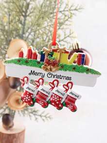 Custom Candle Socks Christmas Ornament, Personalized 2-6 Names Tree Pendant, DIY Holiday Decoration, Christmas Decoration, Family, Kids, Boys, Girls - Style a - View 6