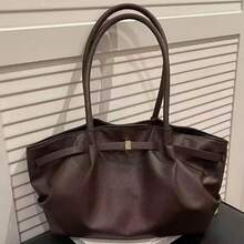 Korean Style Pleated Underarm Bag New Large Capacity Commuter Tote Bag Personalized Ins Solid Color Shoulder Bag For Women - Coffee Brown - View 2