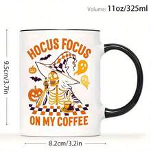 11oz Ceramic Mug - Spooky Halloween Coffee Cup With Wicked Witch, Bats, Ghosts, Jack-O'-Lanterns & On My Coffee" Phrases - Dishwasher - Multicolor - View 3