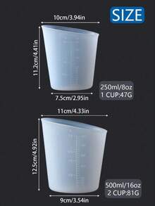 Silicone Measuring Cups, Reusable Silicone Stirring Cup Set/Stirring Stick . Capacities Are 250ml And 500ml. Suitable For Melting, Mixing, Extruding, Pouring, And Casting. Extrudable, Kneadable, And Easy To Clean. Ideal For Making Molds And Candles. - Silicone Cup - View 4