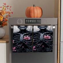 2/4/48pcs Halloween Series Pink Flower Skull Skeleton Pattern Printed Kitchen Towels - Ultra Soft, Highly Absorbent Polyester Dishcloths And Hand Towels, Perfect For Holiday Decor, Kitchen Decor, Party Decor - Multicolor - View 15