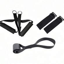 Fitness Cable Machine Attachments Kit, Tricep Rope, Exercise Handles, Ankle Cuffs, Door Anchor, Carabiner Clips For Gym Training - Black - View 9