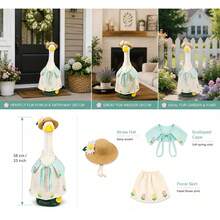 Frühlings-Blumen-Veranda-Gänse-Outfit-Set, geeignet für 23 Zoll Outdoor-Beton-Gänse-Dekoration, geeignet für Veranda, Rasengans, Garten-Gans Frühlingslandschaft, Feiertags-Outdoor-Dekoration Gänse-Outfit (Gänse-Skulptur nicht enthalten) - Gans-Outfit - Übersicht 10