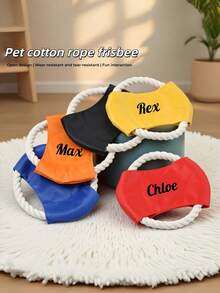 1pc Customized Pet Name Rope Flying Disc, Dog Outdoor Throwing Interactive Toy, Thickened Oxford Fabric Bite-Resistant And Pull-Resistant, Suitable For Small, Medium And Large Dogs, Pet Birthday Gift, Great Gift For Pet Owners - Multicolor - View 3