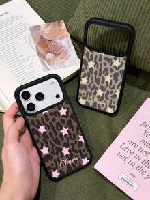 1pc Customized Personalized Dark Leopard Print DIY Colorful Star Custom Name Thick Phone Case, Various Pattern Phone Shell Protective Cover, Compatible With Apple 11 12 13 14 15 16 17 Pro Max, S23 S24 S25 Ultra S26 Ultra A57 A56 A55 A54 A35 A36 A37 - Multicolor - View 3